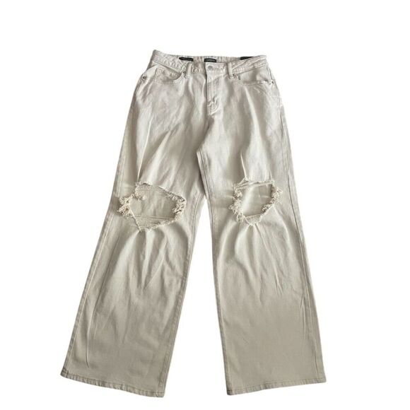 Wild Fable Women's Boyfriend Distressed Jeans Beige Medium - Picture 1 of 9